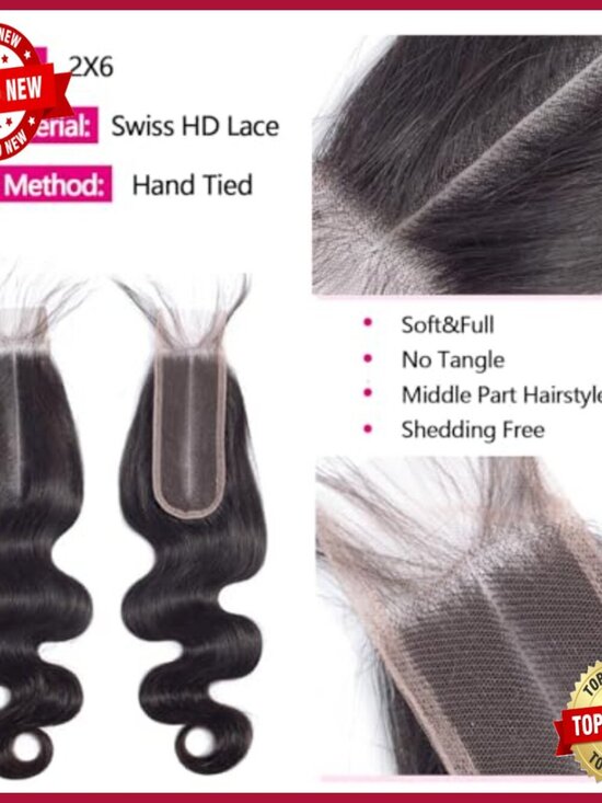 Brazilian Body Wave Human Hair Extensions 3 Bundles with HD Lace Closure